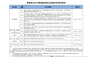 青海省2025年普通高校招生录取时间预安排表