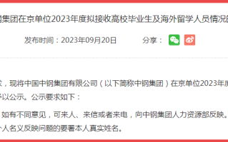 中钢集团在京单位2023年拟录用高校毕业生28人，生源高校22所，留学生8人