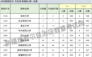 新疆2024年高招本科提前批次投档情况一览表