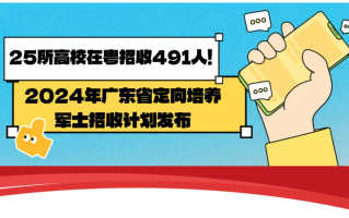 2024年广东省定向培养军士招收计划发布！共招收491人